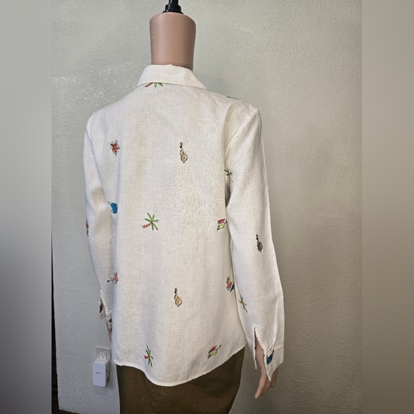Women's RICHARD MALCOLM White 100% Irish Linen Shirt Size Small - Picture 12 of 12